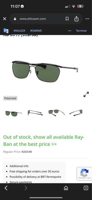 Ochelari de soare originali RayBan Olympian II Deluxe