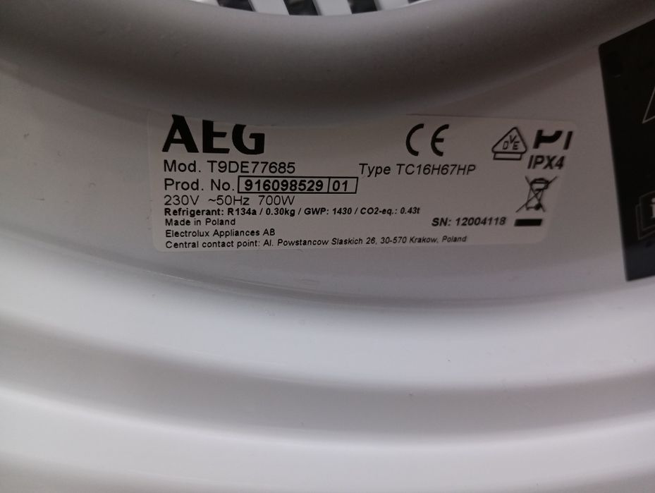 Сушилня с термопомпа Аег Aeg Series 9000 А+++ 8кг. 2 години гаранция!