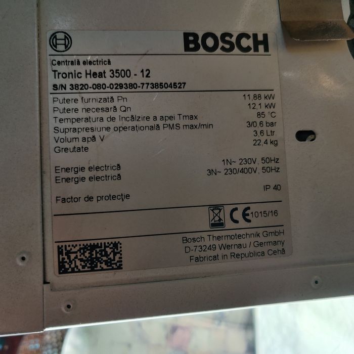 Vand centrala termica  electrica Bosch Tronic Heat 3500 12 , mono si trifazic