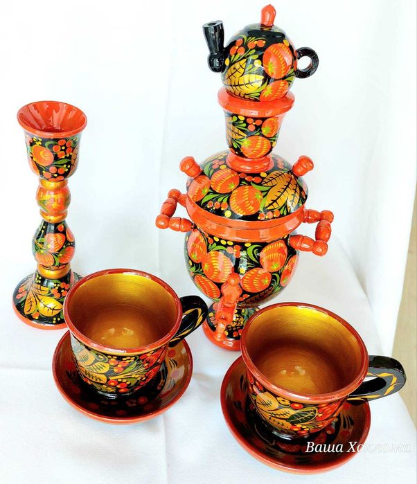 Изделия от дърво, ръчна изработка, стил Хохлома.