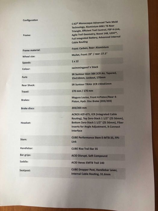 Bicicleta electrica Cube One 77 HPC Race 800 marimea S- 3.500€-noua ...