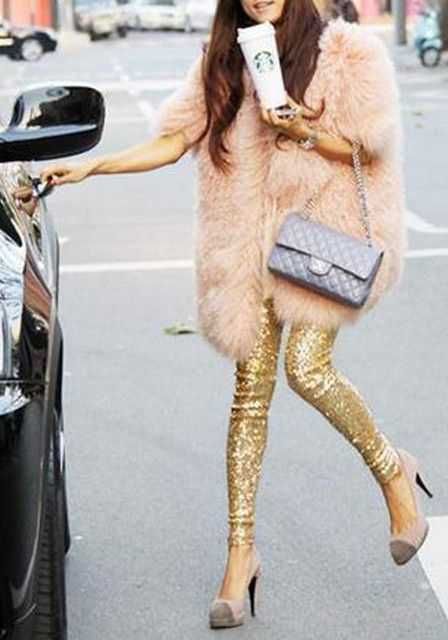 Colanți PNK Casual cu paiete metalice, măsura 38