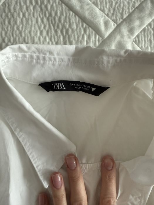 Рубашка Zara белая голубая