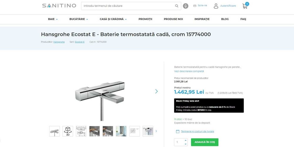 Hansgrohe Ecostat E - Baterie termostatată cadă, crom 15774000