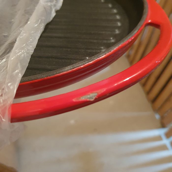 Tigaie Grill rotunda din fonta emailata, Lätt Home, Ø26 cm, compatibila inductie, rosie