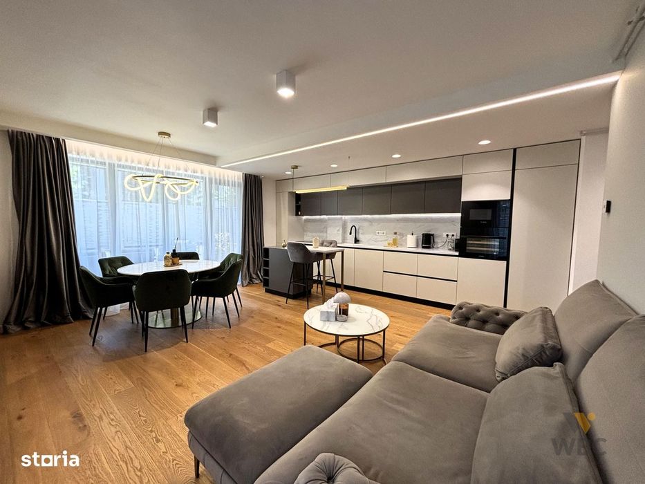 Apartament 3 camere cu Gradina proprie, Mobilat premium, Parcare, BRUT