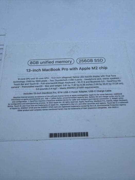 Macbook Pro 13 inch M2 chip 8/256Gb “Space Gray” A2338