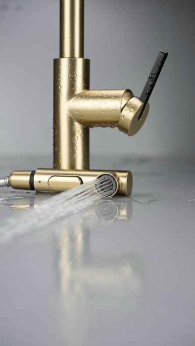 Златен смесител за кухня, изтеглящ се чучур, 2 вида Momi BG  BKM_R73M