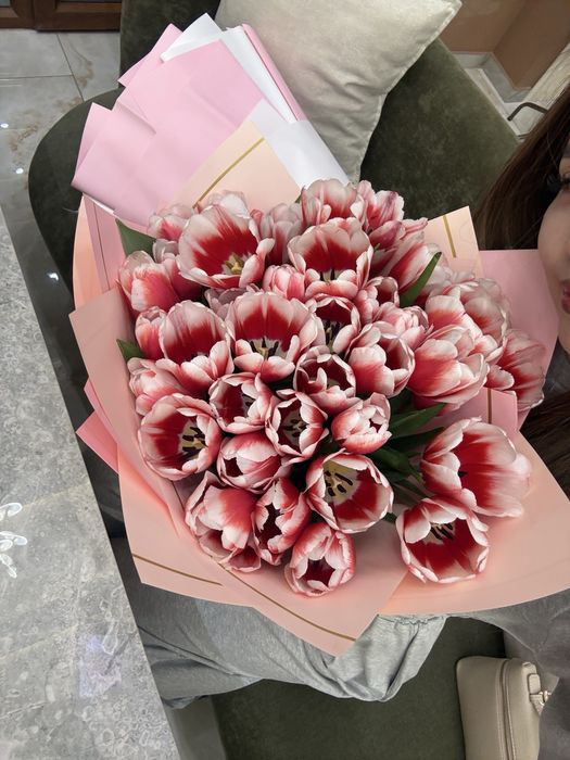 Тюльпаны 41 штук свежиеее ночью подарили