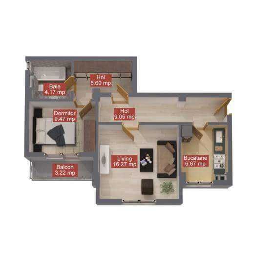 Apartament 2 camere decomandat, 53 mp, metrou Dimitrie Leonida