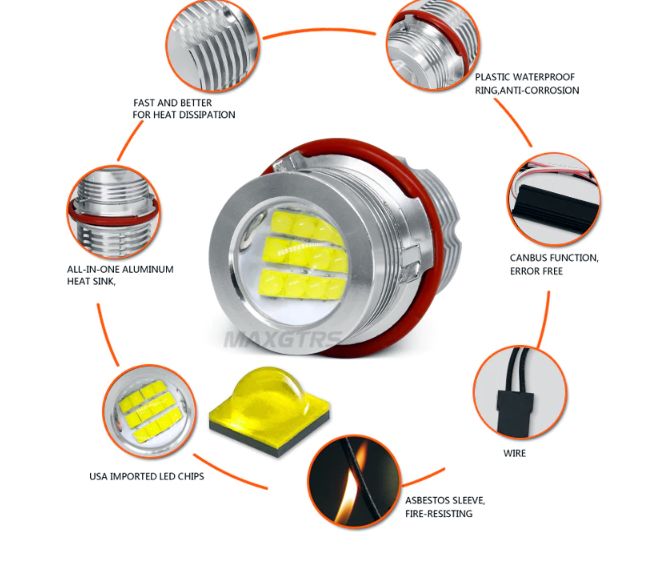 Лед Ангелски Очи BMW 2 х 60W Е39 Е53 Е60 Е61 Е63 Е64 Е65 Е66 Е87