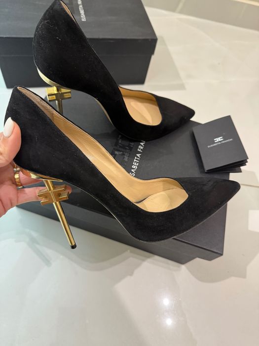 Обувки на висок ток Elisabetta Franchi черни и бежави - нови!