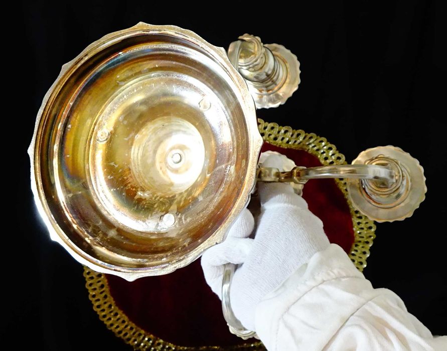 Посребрен свещник петица,1.6 кг.,викториански.