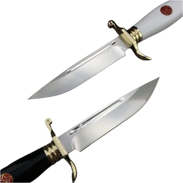 Set doua cutite de vanatoare,teaca din piele naturala, lama 440C,26 cm