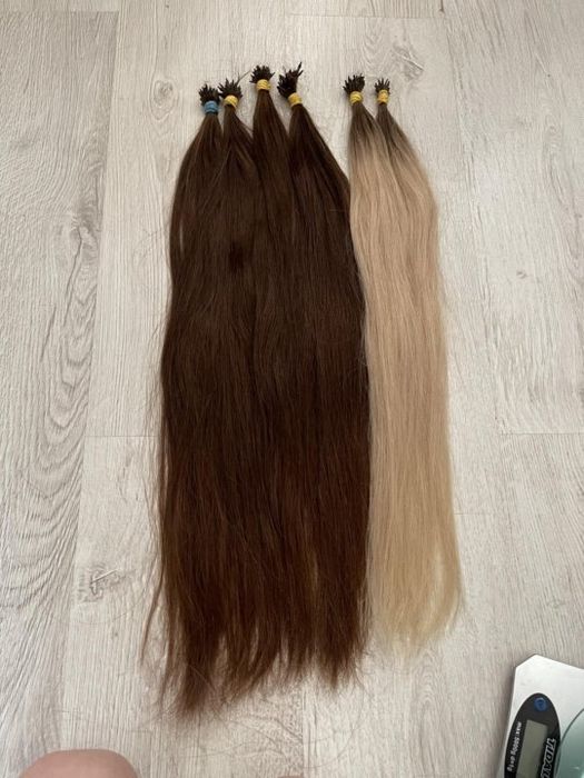 Волос для наращивания коричневый шоколад и блонд есть 20 грамм