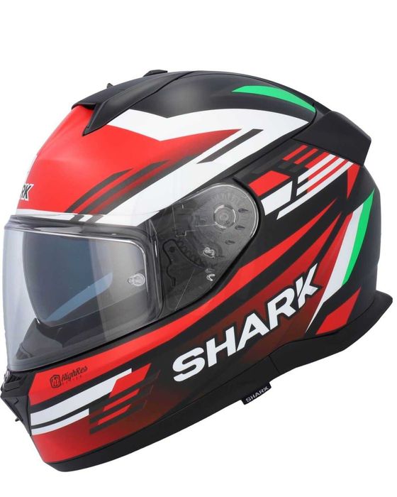 Мото Каска D-Skwal 3 Firstlap Mat Black Green Red,вградени очила