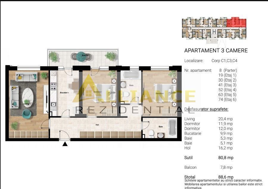Cel Mai Mare apartament de 3 Camere | 89 mp | 750 m Metrou Berceni
