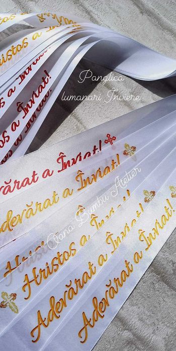 Set 30 buc Panglica text ,,Hristos a Inviat/ Adevarat a Inviat,,