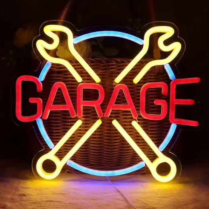 Reclama luminoasa LED Neon „GARAGE” - chei incrucisate,Temark®