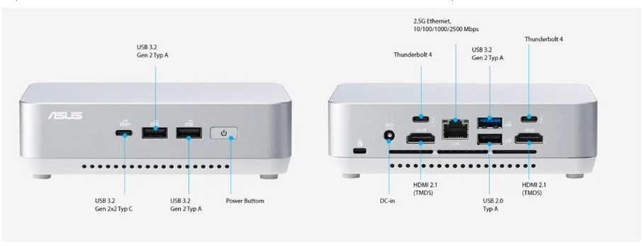 Мини ПК ASUS NUC 14 PRO+ Intel Core Ultra 9 185H, 64/1TB Slv AI ready