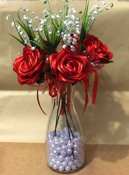 Роза из атласной ленты