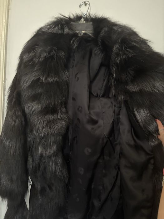 haina de blana naturala de vulpe polara argintie nou cu ticheta