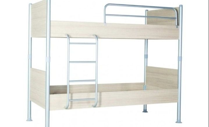 Двухъярусный металлический кровать с ЛДСП