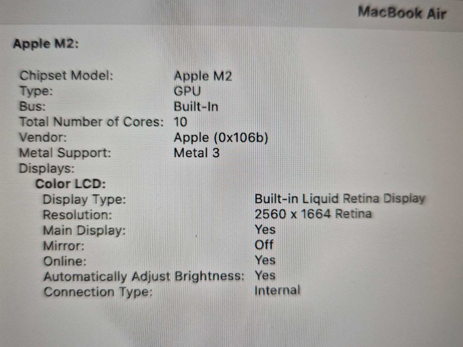 MacBook Air  Liquid Retina 512GB SSD  8GB Ram  Aspect Nou Baterie 100%