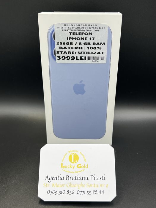 Telefon iphone 17 256/8 gb 100% baterie cod 24336