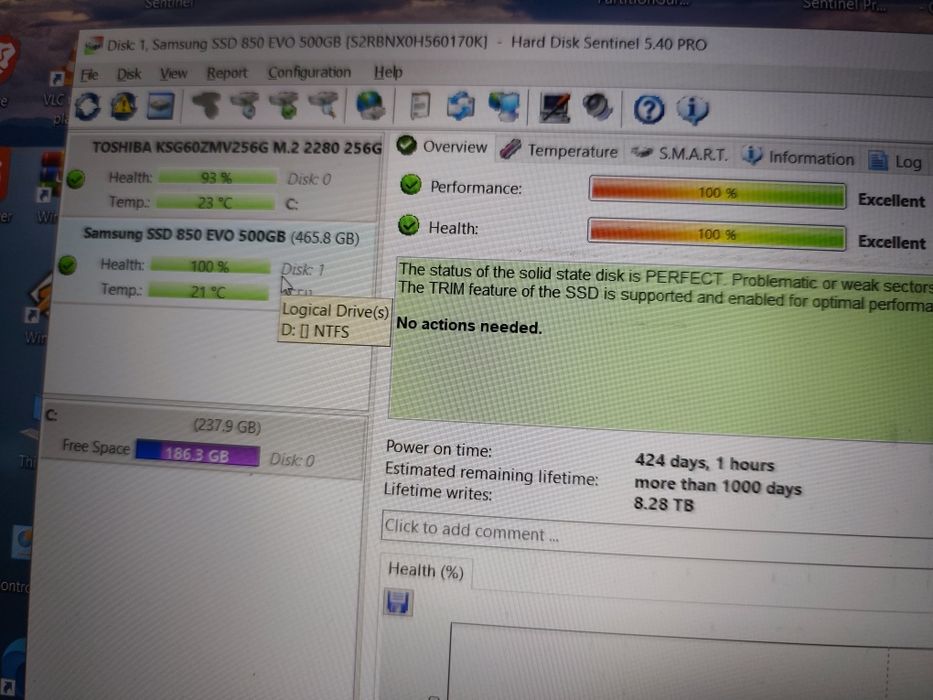 Ssd Samsung 850evo 100%