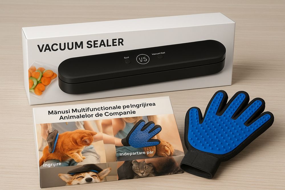 Vând aparat de vidat +un CADOU Mănuși grooming pentru  animale