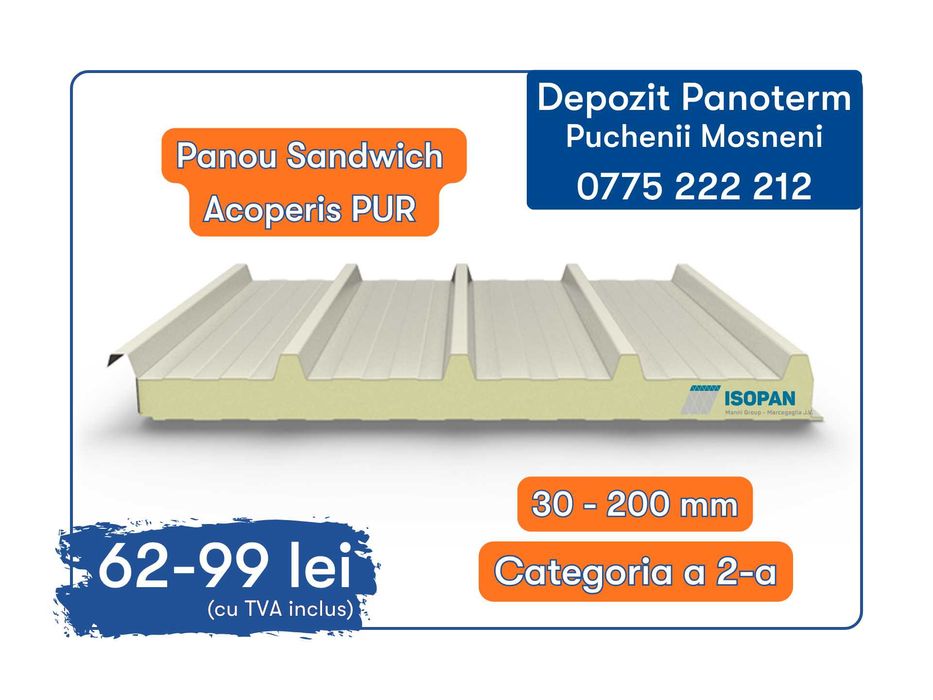 Panouri Sandwich Categoria 2 – Spuma PUR - Prahova