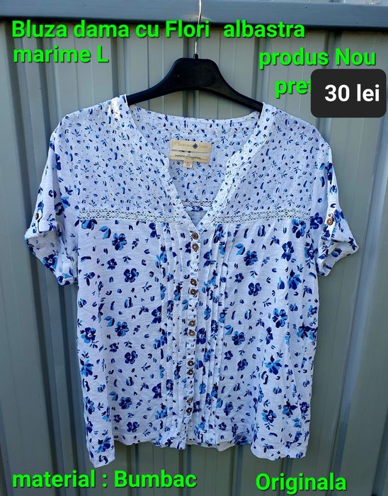 Bluza dama cu flori albastra