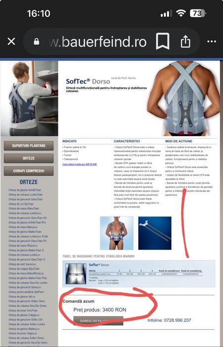 Orteza Toraco Lombosacrala .. corest de hiperextensie