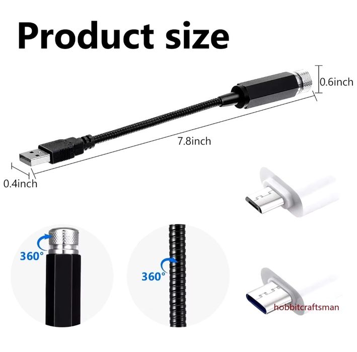 Lampa Laser Stelute Albastru-Mov USB Star Light Lumini Ambientale auto