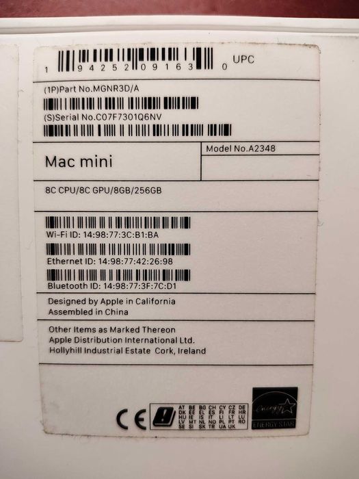 Mac mini M1 8GB/256GB
