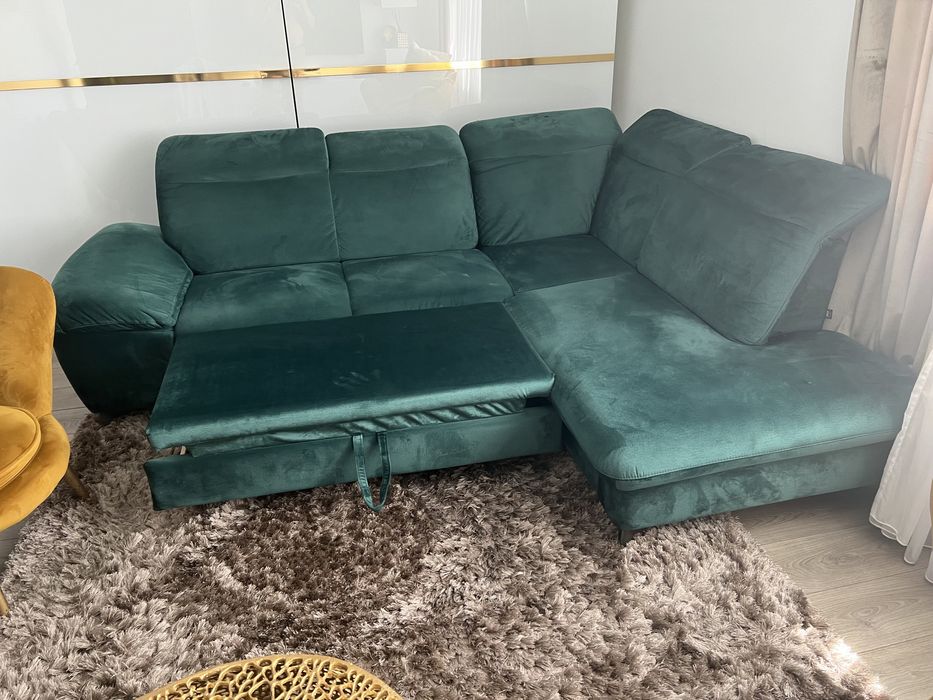 Colțar Lara extensibil culoare verde smarald