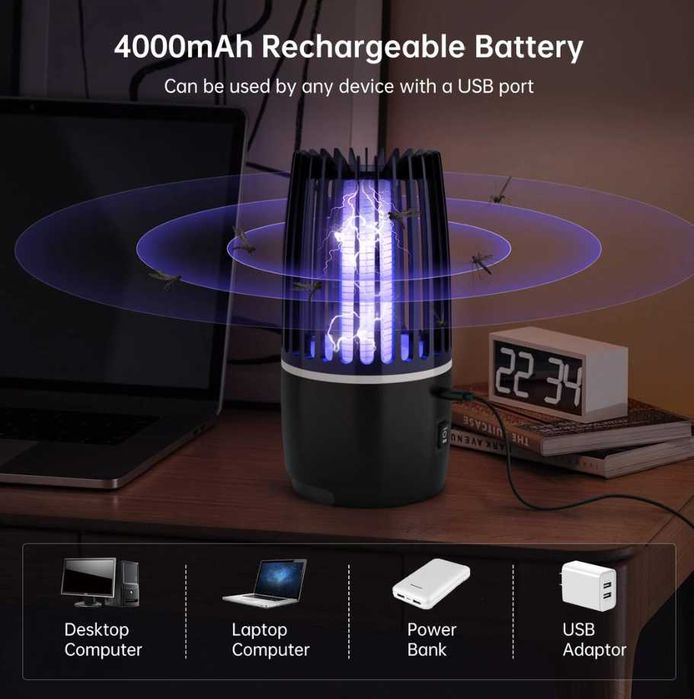 Lampă electrică UV anti insecte 2 ÎN 1