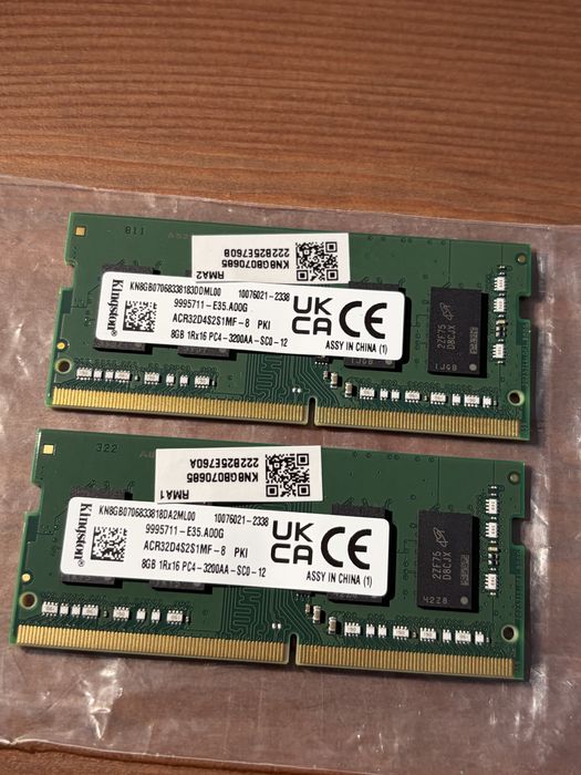 Kingston 16Gb ram ddr4 laptop 8gbx2, 3200mhz