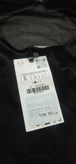 Costum.de baie Zara,material tul  marimea S,nou,cu eticheta