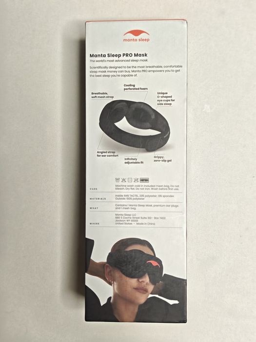 Manta PRO Sleep Mask Carbon Black