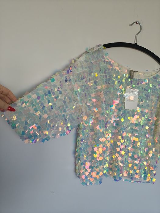 Ефектна Crop блуза с пайети ASOS размер UK 14