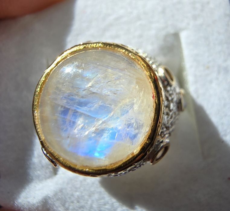 Inel Ag 925 cu piatra lunii si ametiste