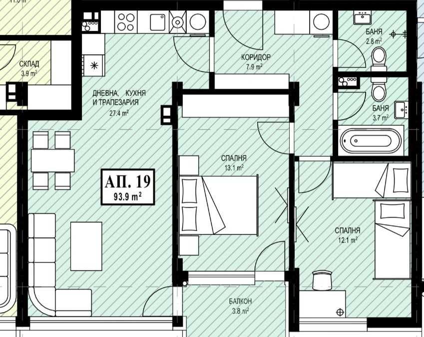 Продава се Тристаен апартамент в София, Лагера - 94 кв.м за 2905 €/кв.м - Снимка #1