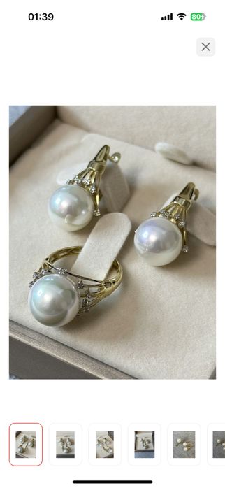 Продам новый бриллиантовый комплект с жемчугом