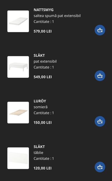 Pat ajustabil ikea Slakt somiera Luroy saltea Nattsmyg 80*200