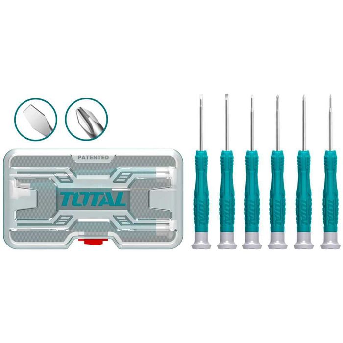 Комплект прецизни отвертки TOTAL, SL,PH, 6 части - TL THT250PS0601