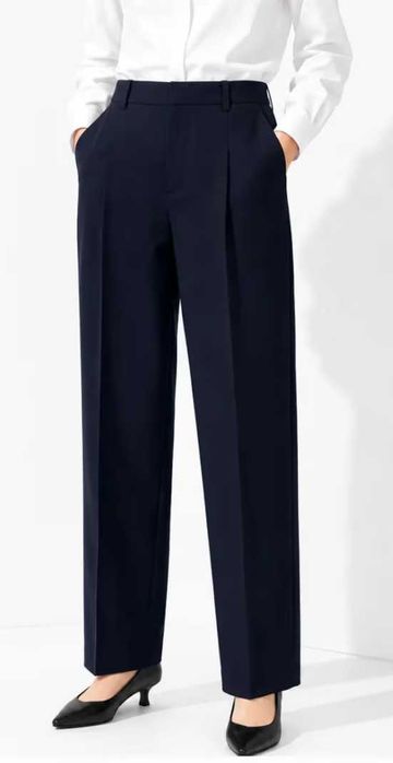 Новые женские офисные брюки UNIQLO L раз темно синие Бесплатная Достав