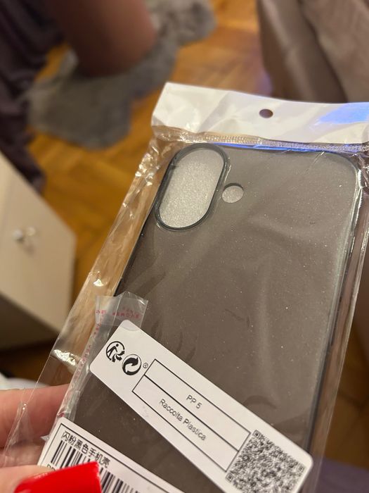 Husa protectie iphone 16  negru sclipici