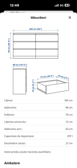 Comoda 6 sertare MALM ikea